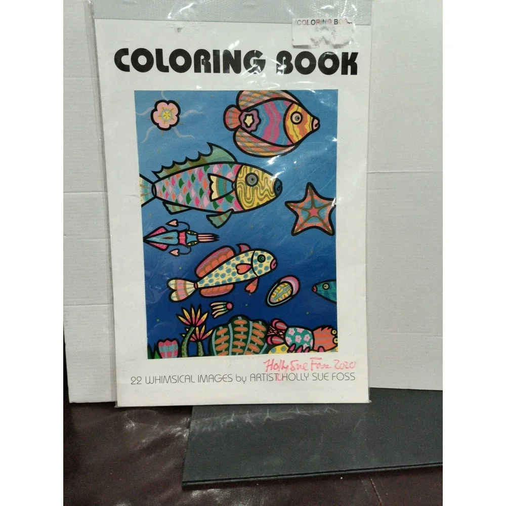 Holly Sue Foss Giant Adult Coloring Book Whimsical Fish Animals 22 Pages 11